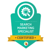 A badge for our Search marketing specialist certification from Digital Marketer.SEO marketing in Kingsville